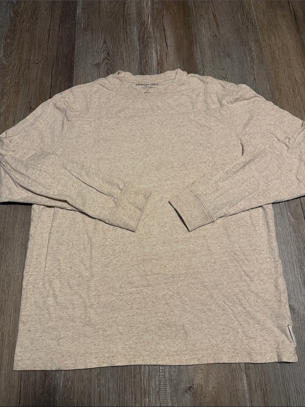 American Eagle Outfitters Long Sleeve Crewneck Shirt - Light Tan Heather
